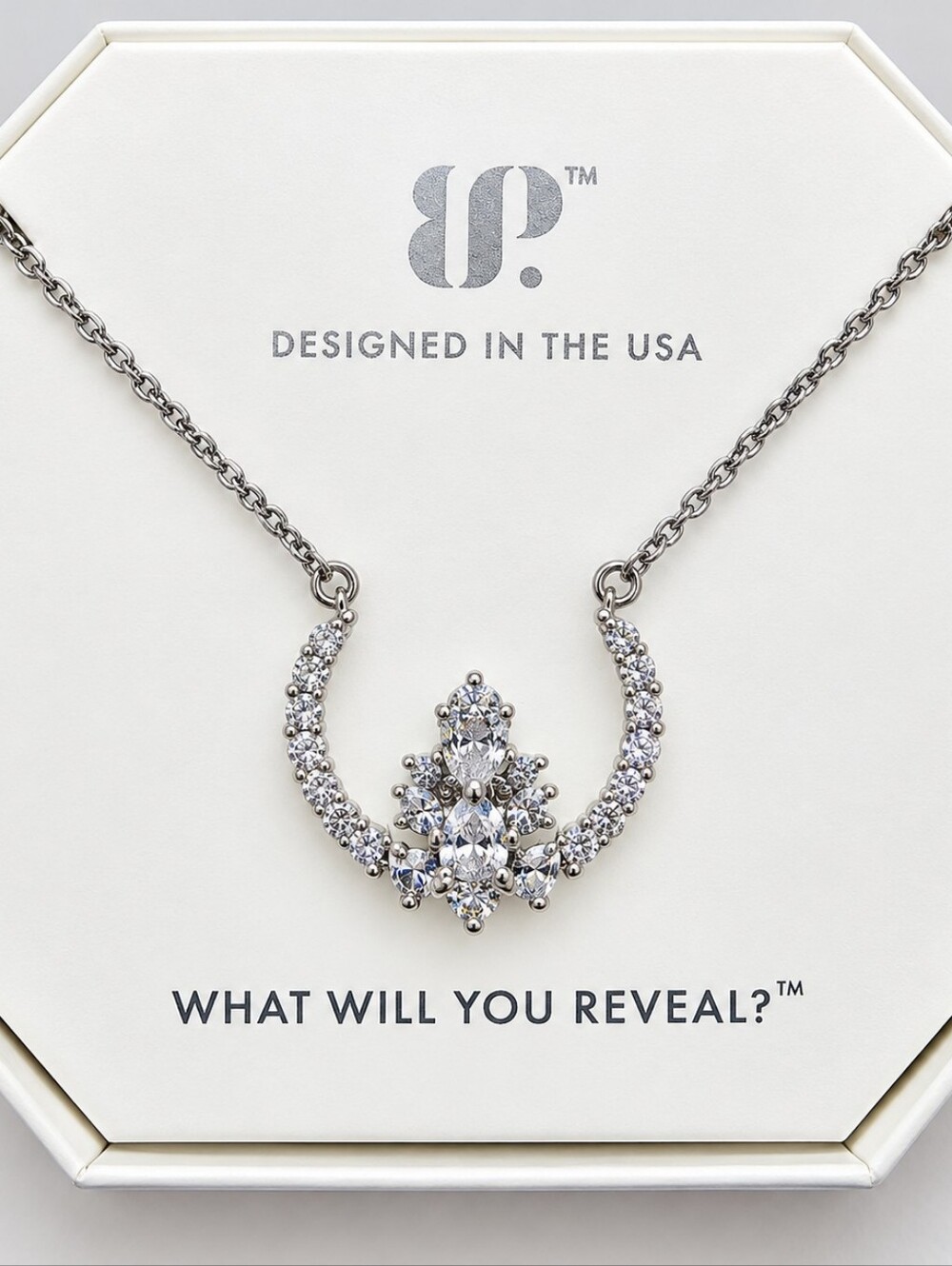 Bomb Party “Beauty From Within” Diamond CZ Necklace Rhodium Plated